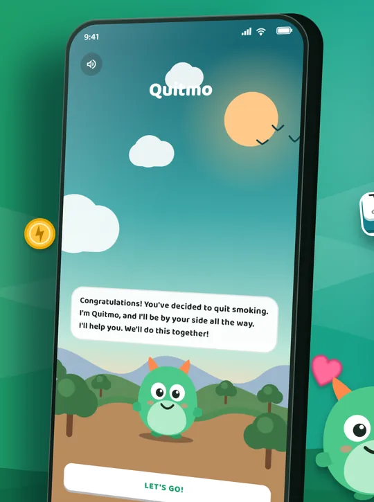 Pantalla de la app Quitmo: ¿Listo para dejarlo?