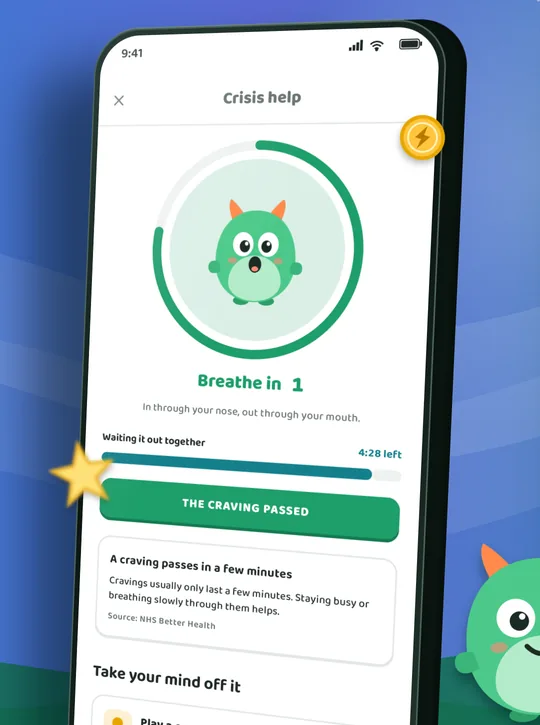Pantalla de la app Quitmo: Un toque cuando es difícil