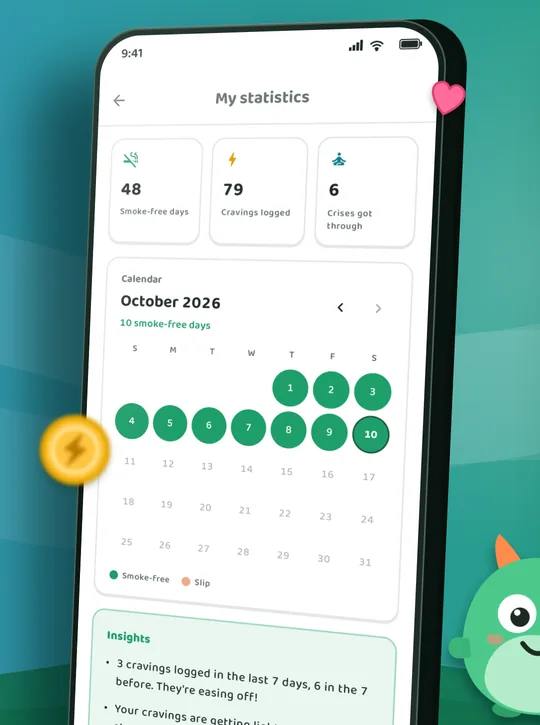 Pantalla de la app Quitmo: Mira tu progreso