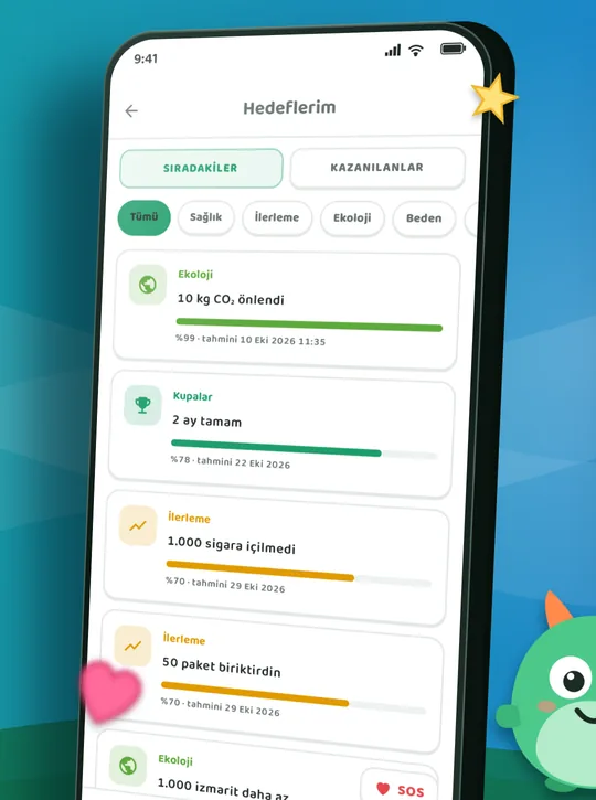 Quitmo uygulama ekranı: Her adım bir ödül